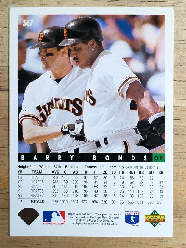 1993 Upper Deck #567 Barry Bonds