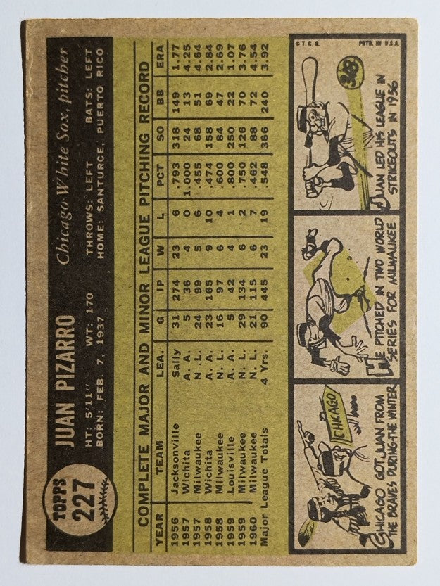 1961 Topps #227 Juan Pizarro (VGEX)