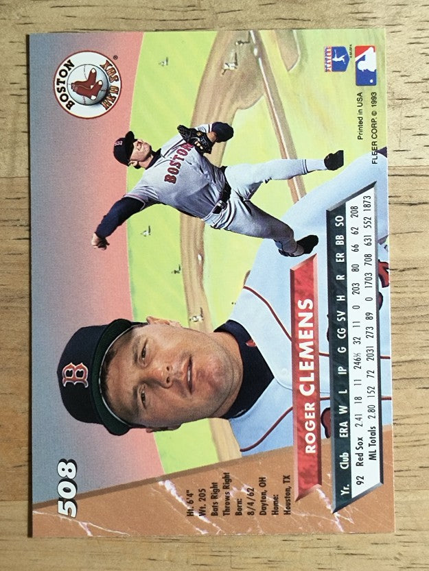 1993 Ultra #508 Roger Clemens