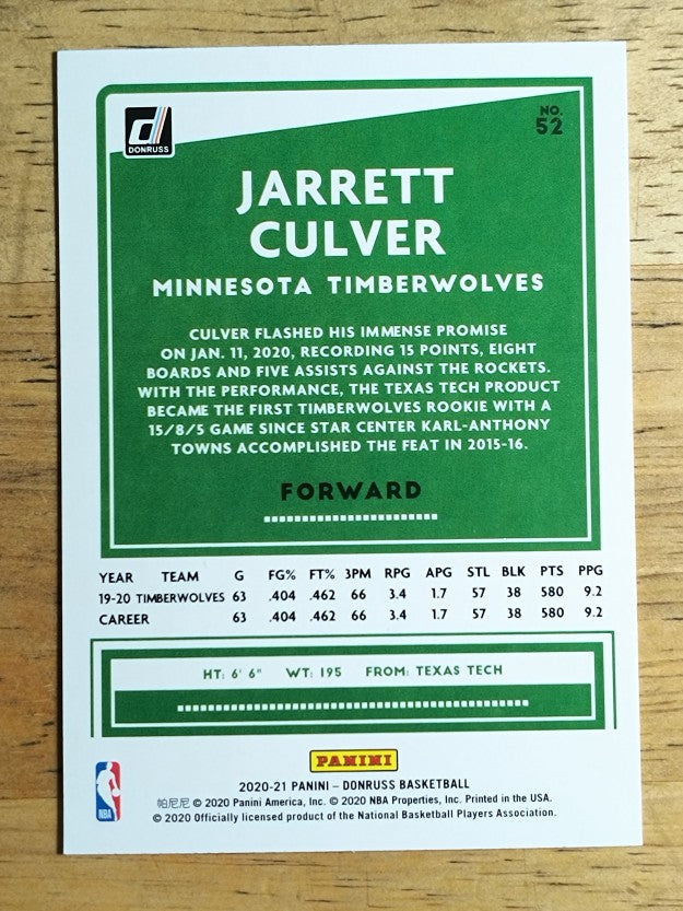 2020-21 Donruss #52 Jarrett Culver