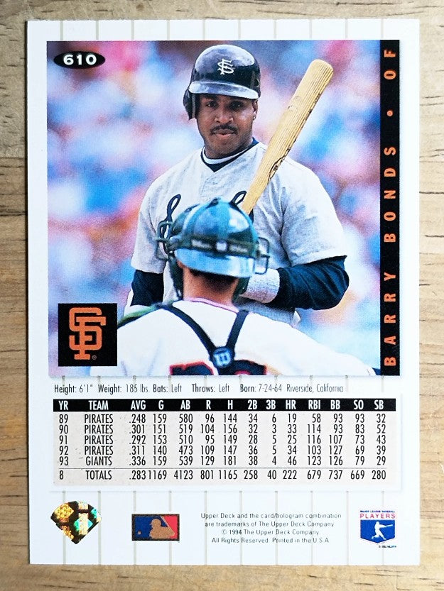 1994 Collector's Choice #610 Barry Bonds