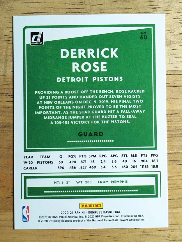 2020-21 Donruss #60 Derrick Rose