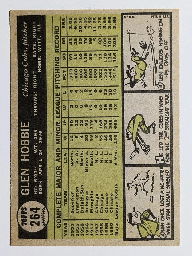 1961 Topps #264 Glen Hobbie (EX)