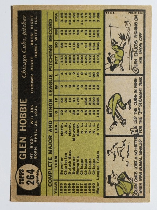 1961 Topps #264 Glen Hobbie (VGEX)