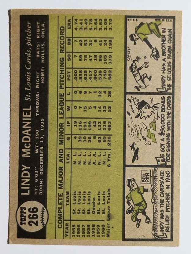 1961 Topps #266 Lindy McDaniel (EX)