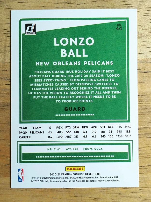 2020-21 Donruss #44 Lonzo Ball