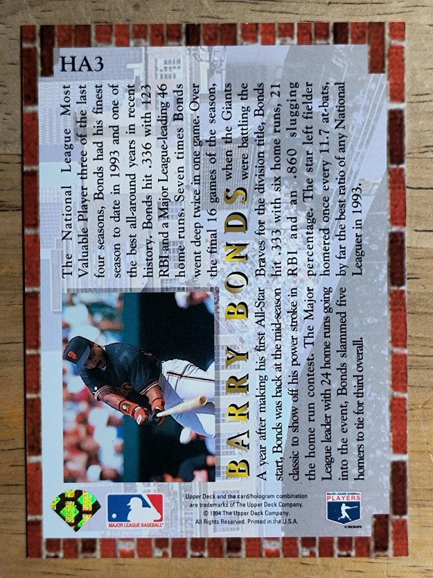 1994 Collector's Choice Home Run All-Stars #HA3 Barry Bonds