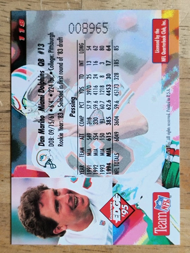 1995 Collector's Edge #118 Dan Marino