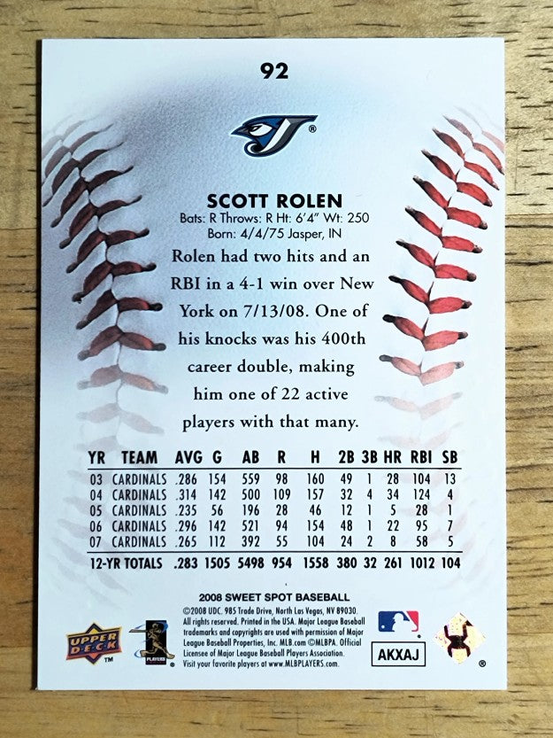 2008 Sweet Spot #92 Scott Rolen