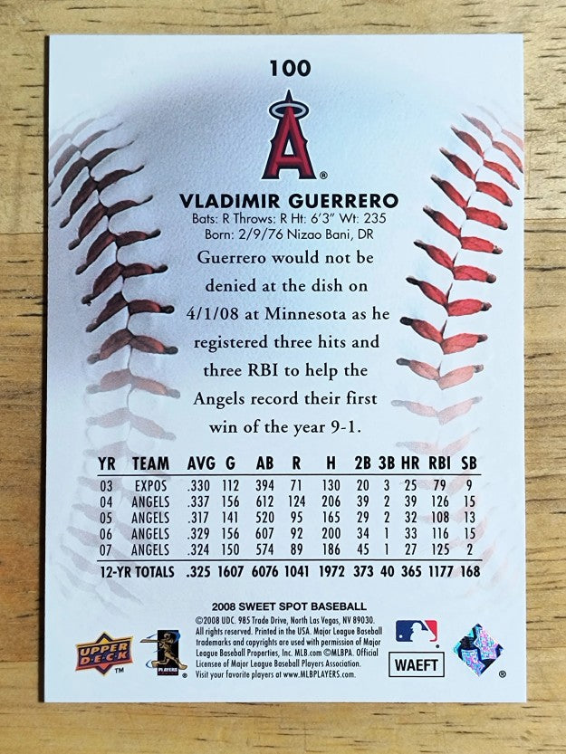 2008 Sweet Spot #100 Vladimir Guerrero