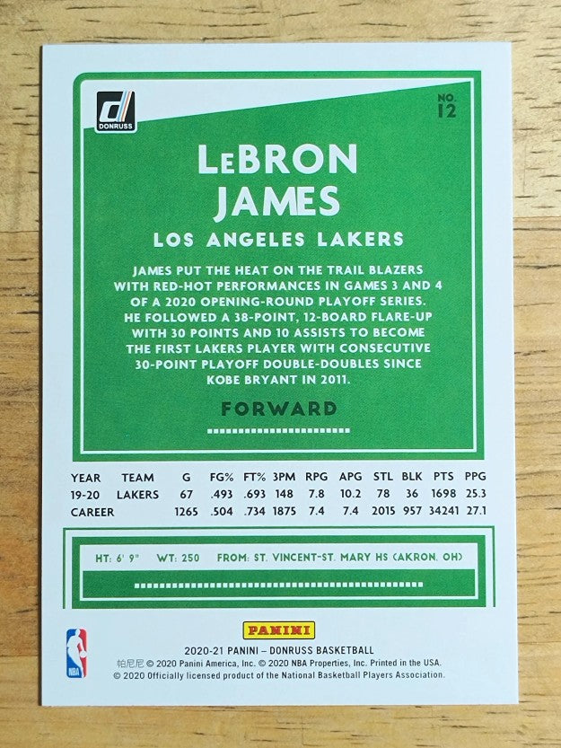 2020-21 Donruss #12 LeBron James