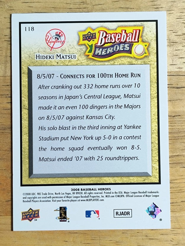 2008 Upper Deck Heroes #118 Hideki Matsui