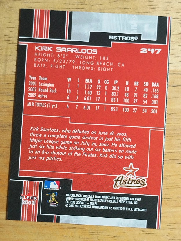 2003 Ultra #247 Kirk Saarloos 03R