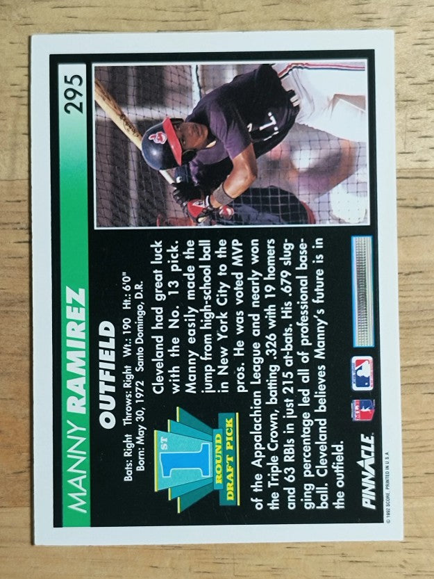 1992 Pinnacle #295 Manny Ramirez RC (NM)