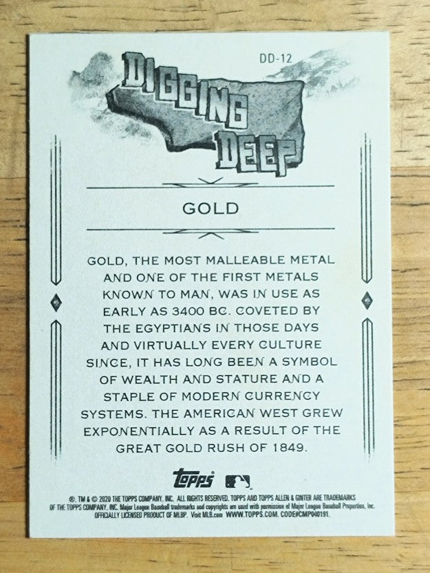 2020 Topps Allen and Ginter Digging Deep #DD12 Gold