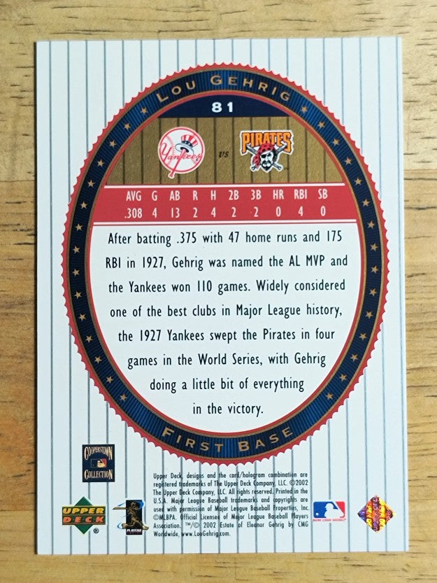 2002 Upper Deck World Series Heroes #81 Lou Gehrig
