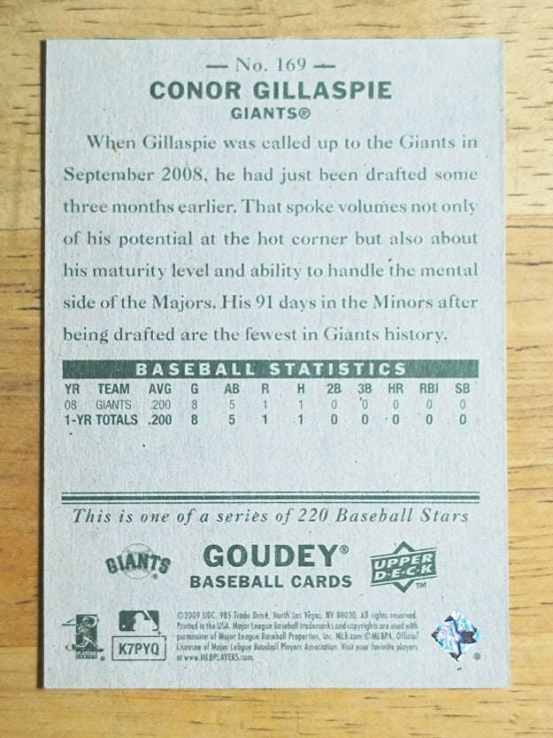 2009 Upper Deck Goudey #169 Conor Gillaspie RC