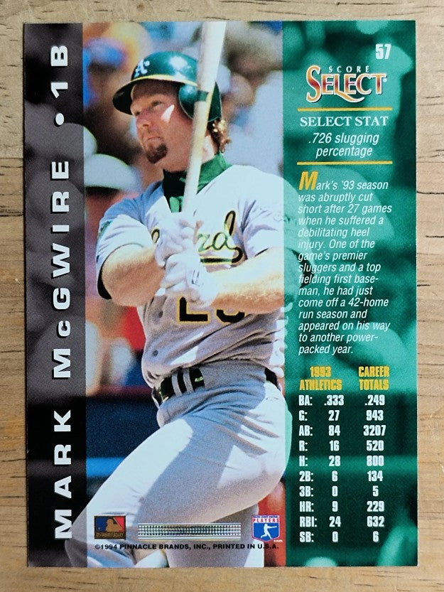 1994 Select #57 Mark McGwire
