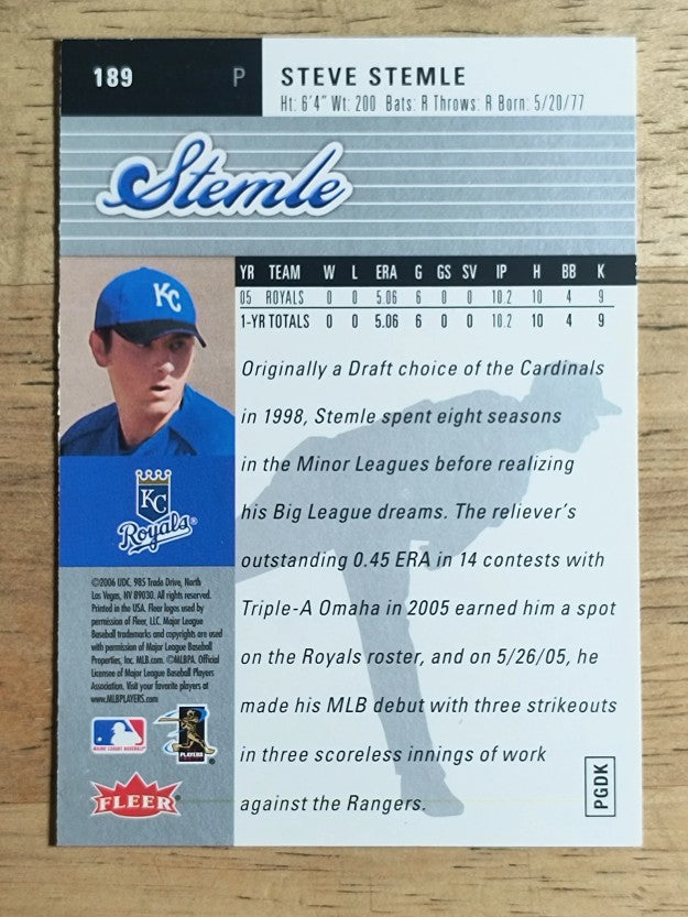 2006 Ultra #189 Steve Stemle RC