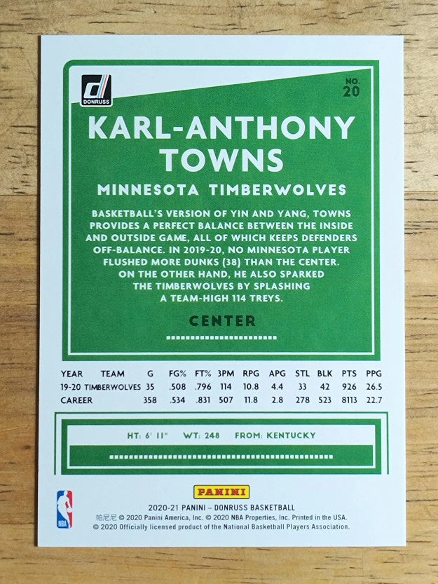 2020-21 Donruss #20 Karl-Anthony Towns