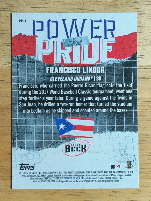 2020 Topps Fire Power and Pride Gold Minted #PP4 Francisco Lindor