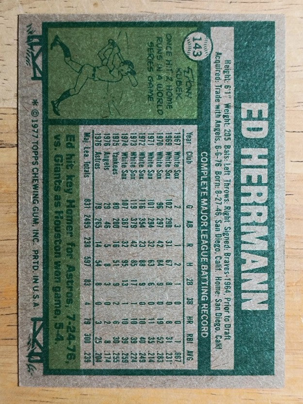 1977 Topps #143 Ed Herrmann (EXMT)
