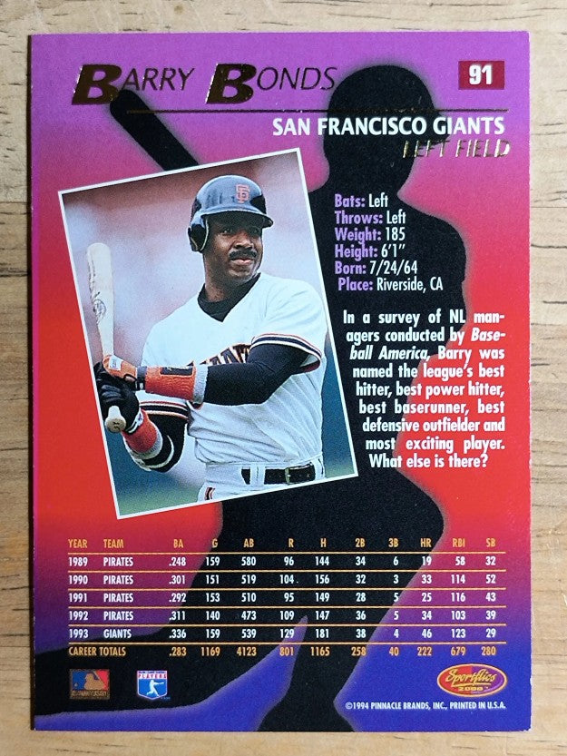 1994 Sportflics #91 Barry Bonds