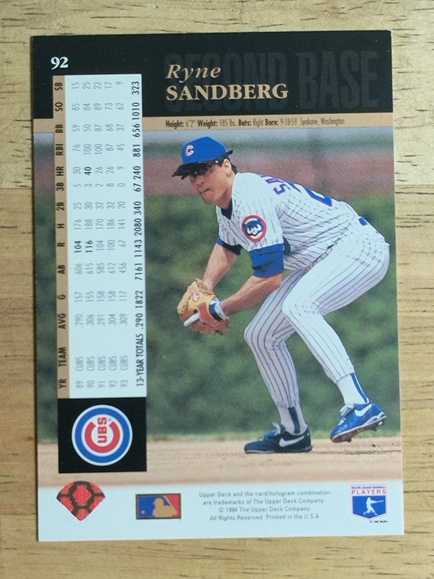 1994 Upper Deck #92 Ryne Sandberg