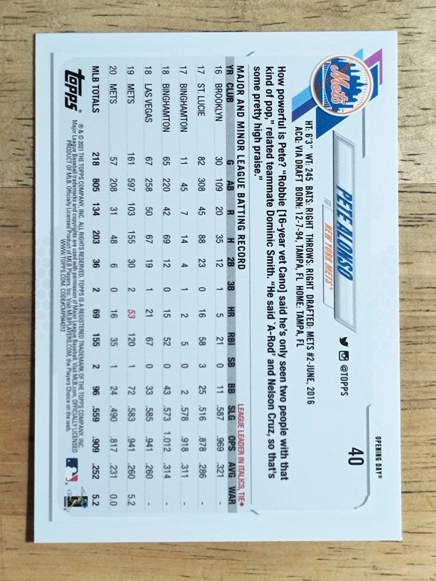 2021 Topps Opening Day #40 Pete Alonso