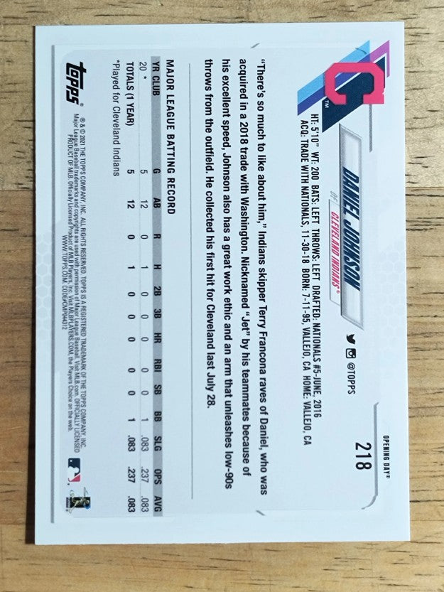 2021 Topps Opening Day #218 Daniel Johnson RC