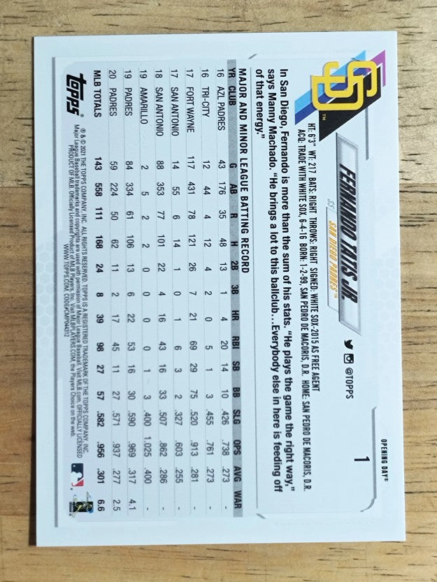 2021 Topps Opening Day #1 Fernando Tatis Jr.