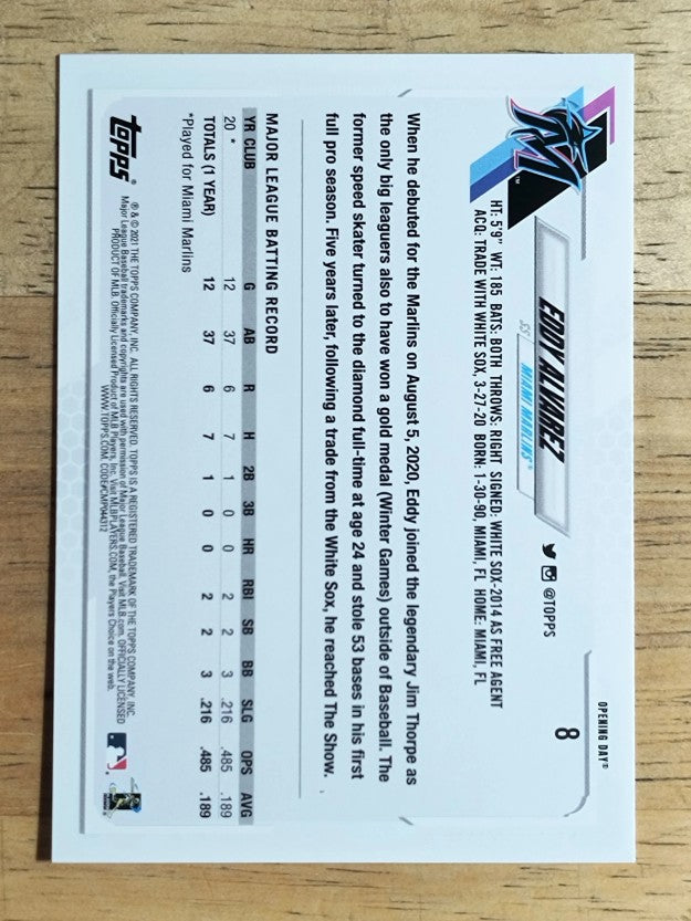 2021 Topps Opening Day #8 Eddy Alvarez RC
