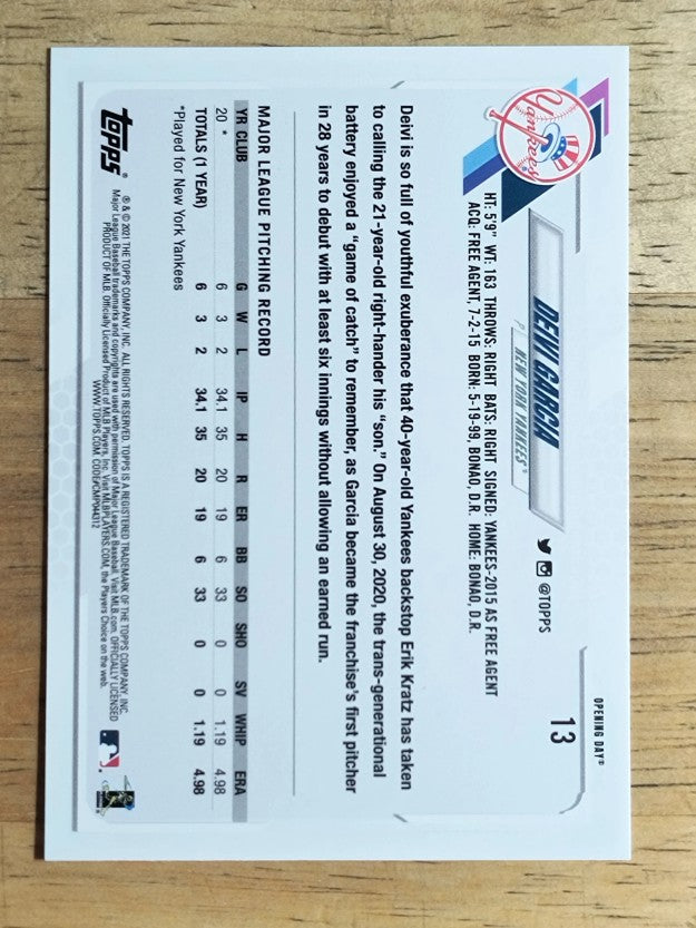 2021 Topps Opening Day #13 Deivi Garcia RC