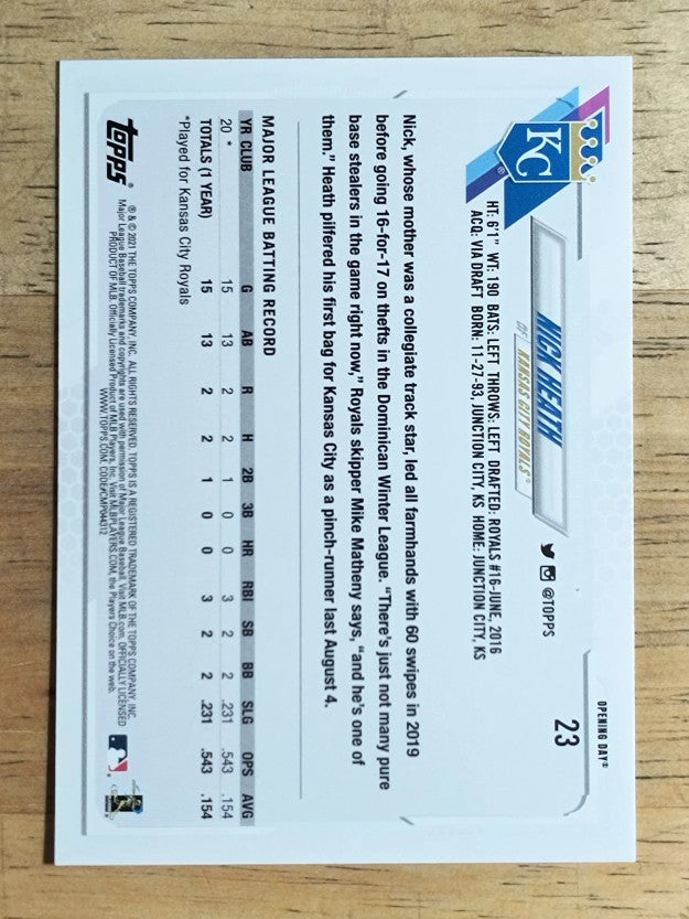 2021 Topps Opening Day #23 Nick Heath RC