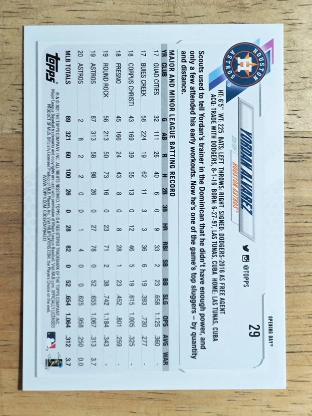 2021 Topps Opening Day #29 Yordan Alvarez