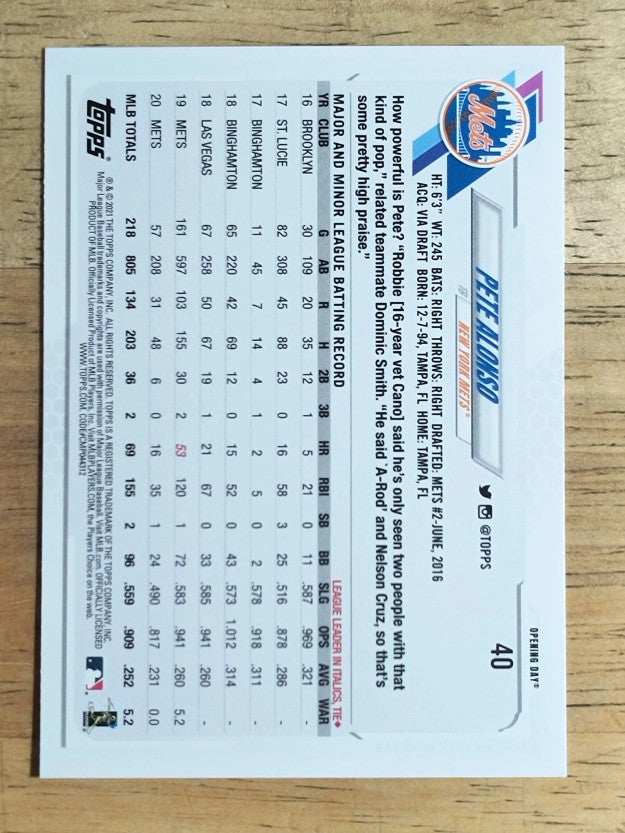 2021 Topps Opening Day #40 Pete Alonso