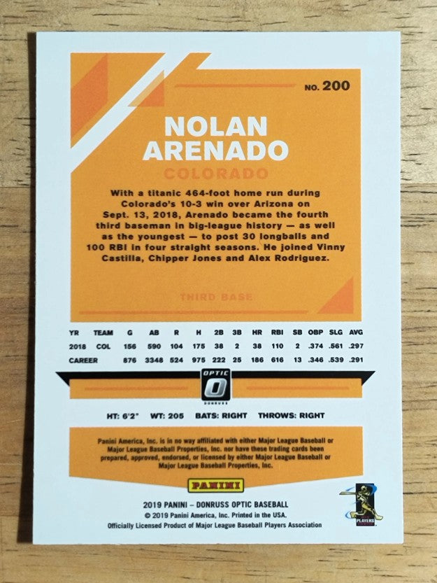 2019 Donruss Optic #200 Nolan Arenado