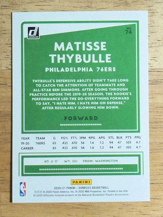 2020-21 Donruss #74 Matisse Thybulle