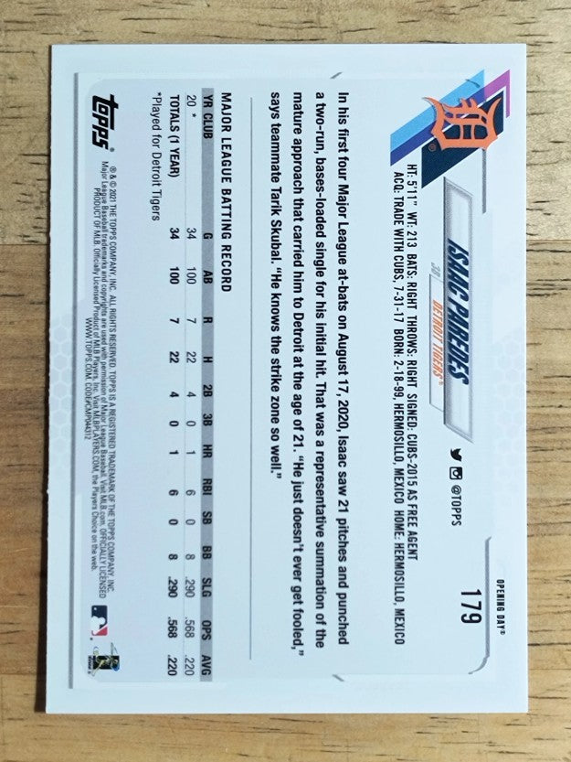 2021 Topps Opening Day #179 Isaac Paredes RC