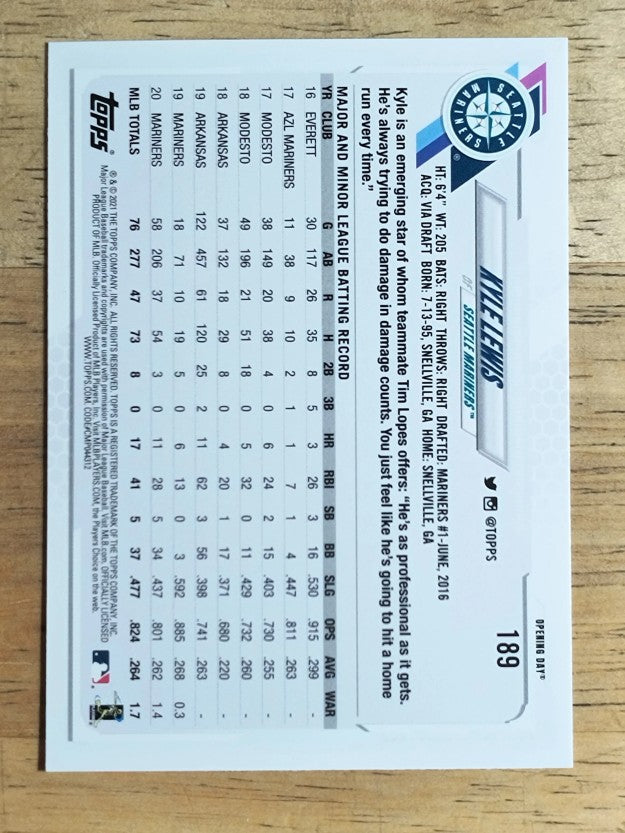 2021 Topps Opening Day #189 Kyle Lewis