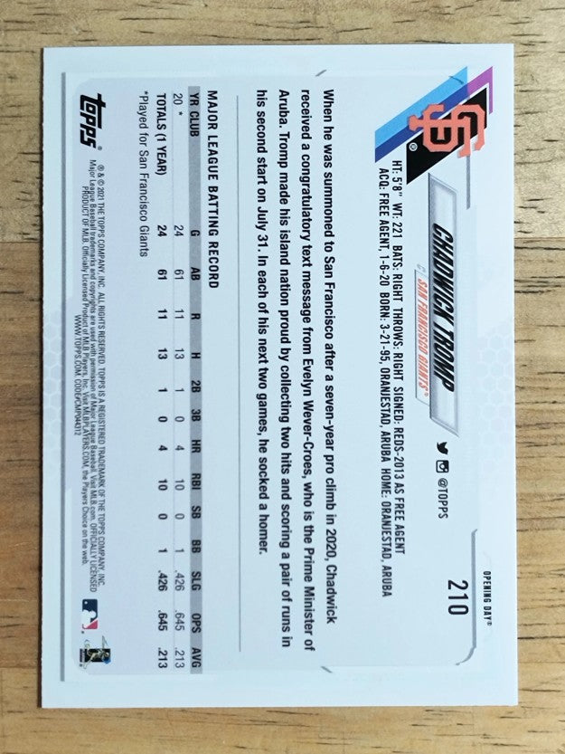 2021 Topps Opening Day #210 Chadwick Tromp RC