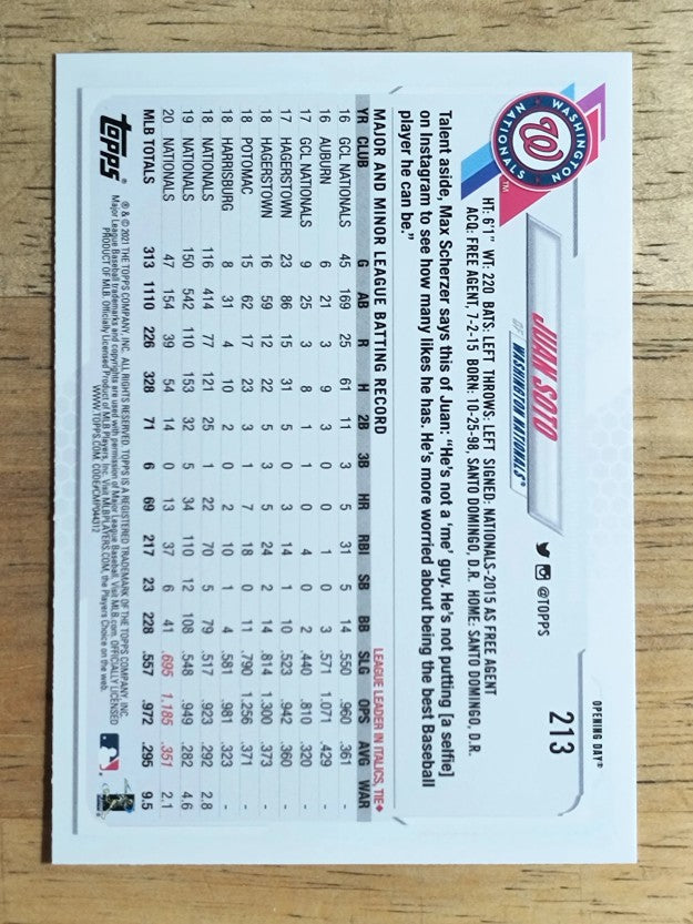 2021 Topps Opening Day #213 Juan Soto