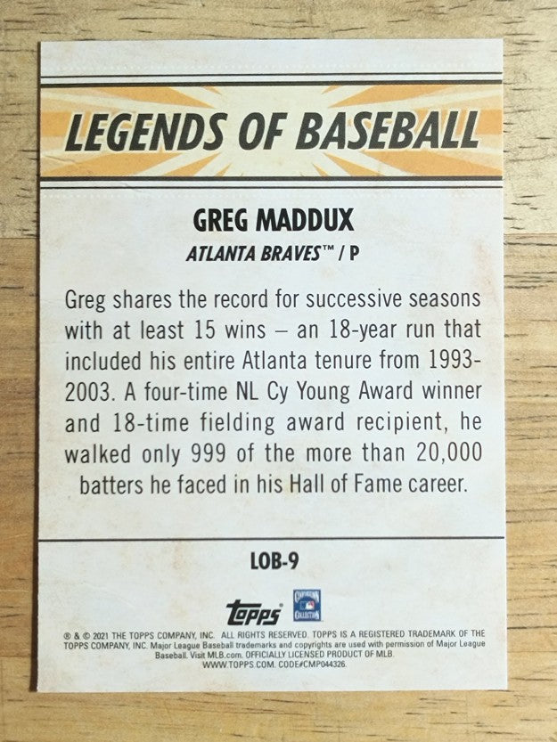 2021 Topps Opening Day Legends of Baseball #LOB9 Greg Maddux