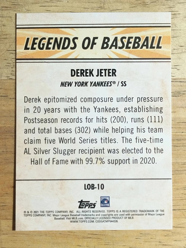 2021 Topps Opening Day Legends of Baseball #LOB10 Derek Jeter