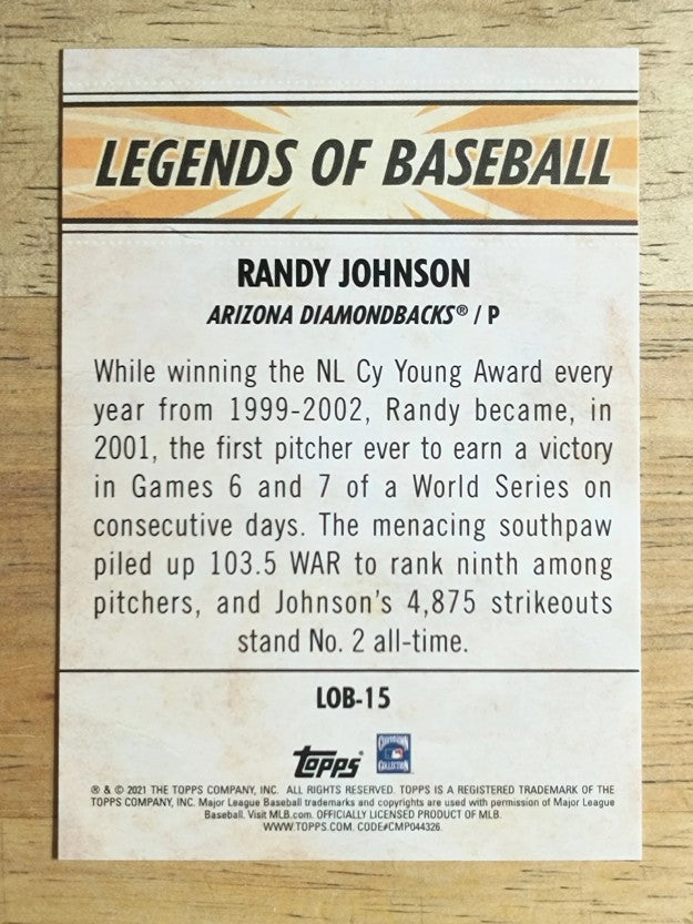 2021 Topps Opening Day Legends of Baseball #LOB15 Randy Johnson