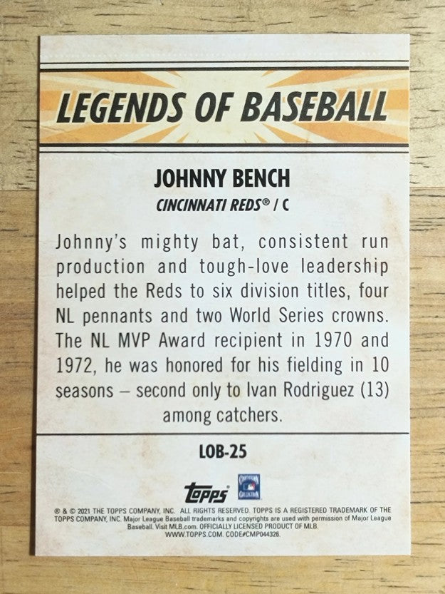 2021 Topps Opening Day Legends of Baseball #LOB25 Johnny Bench