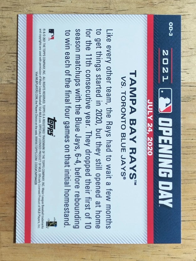 2021 Topps Opening Day Opening Day #OD3 Tampa Bay Rays