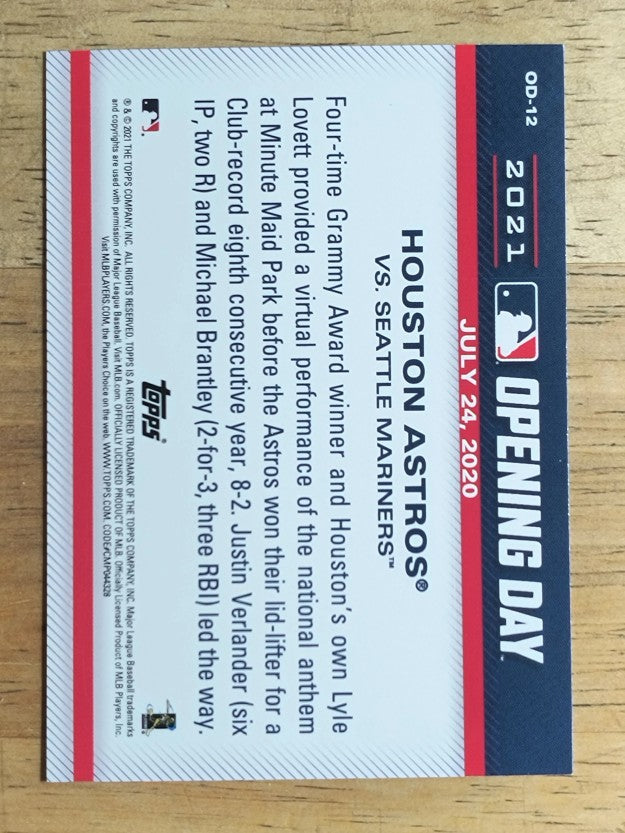 2021 Topps Opening Day Opening Day #OD12 Houston Astros