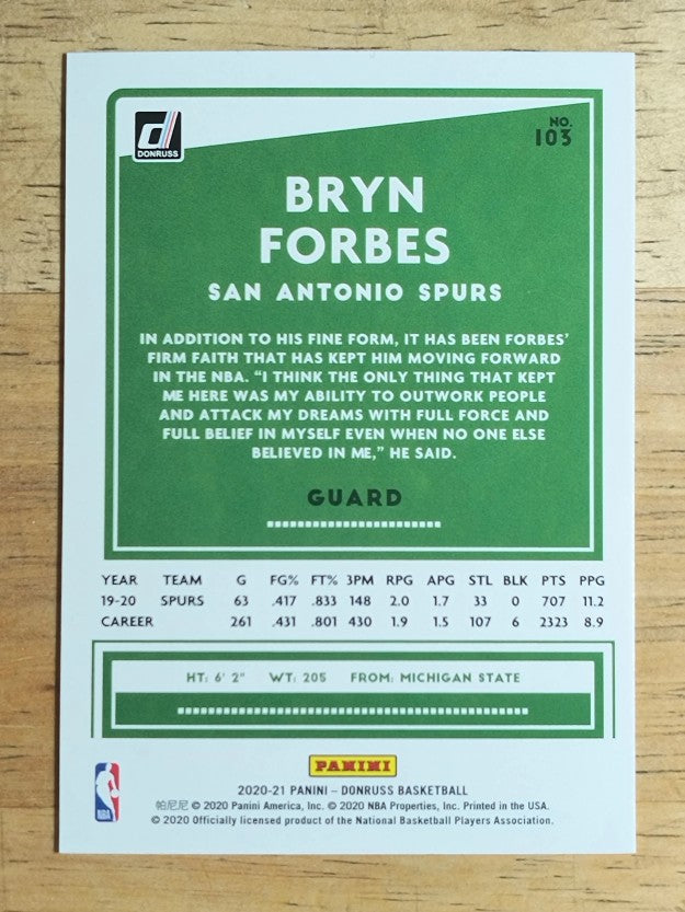 2020-21 Donruss #103 Bryn Forbes