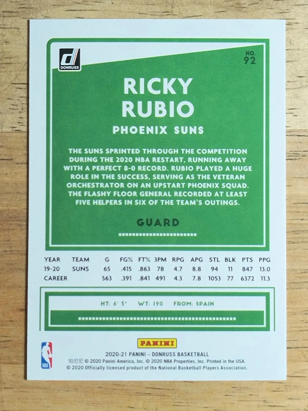 2020-21 Donruss #92 Ricky Rubio